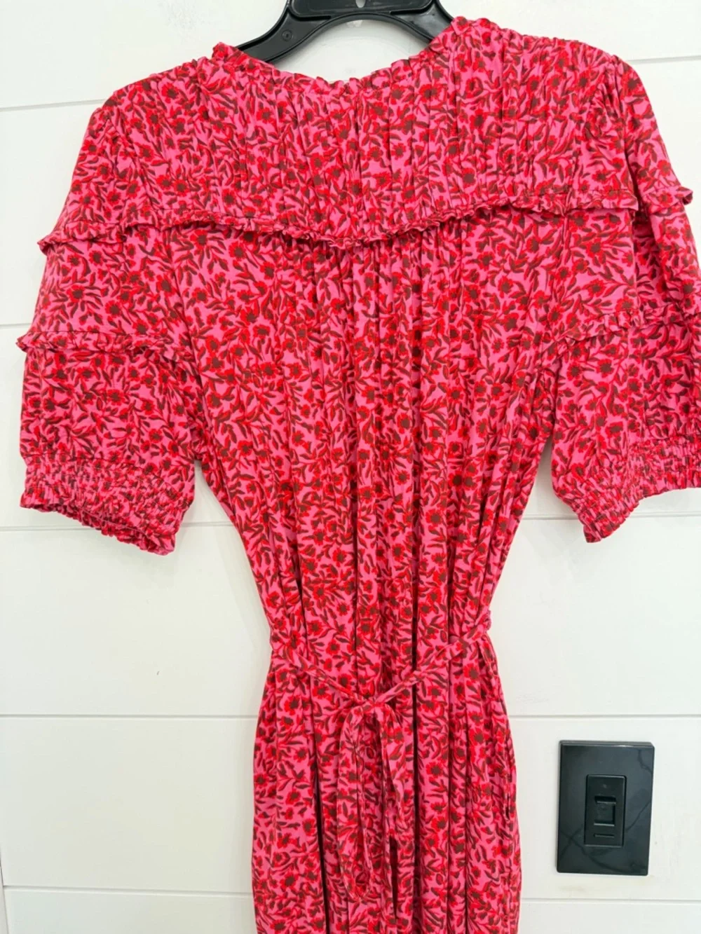 Boden pink floral ruched Yoke Detail Jersey Midi Dress Size 10R 36413 - Picture 7 of 14